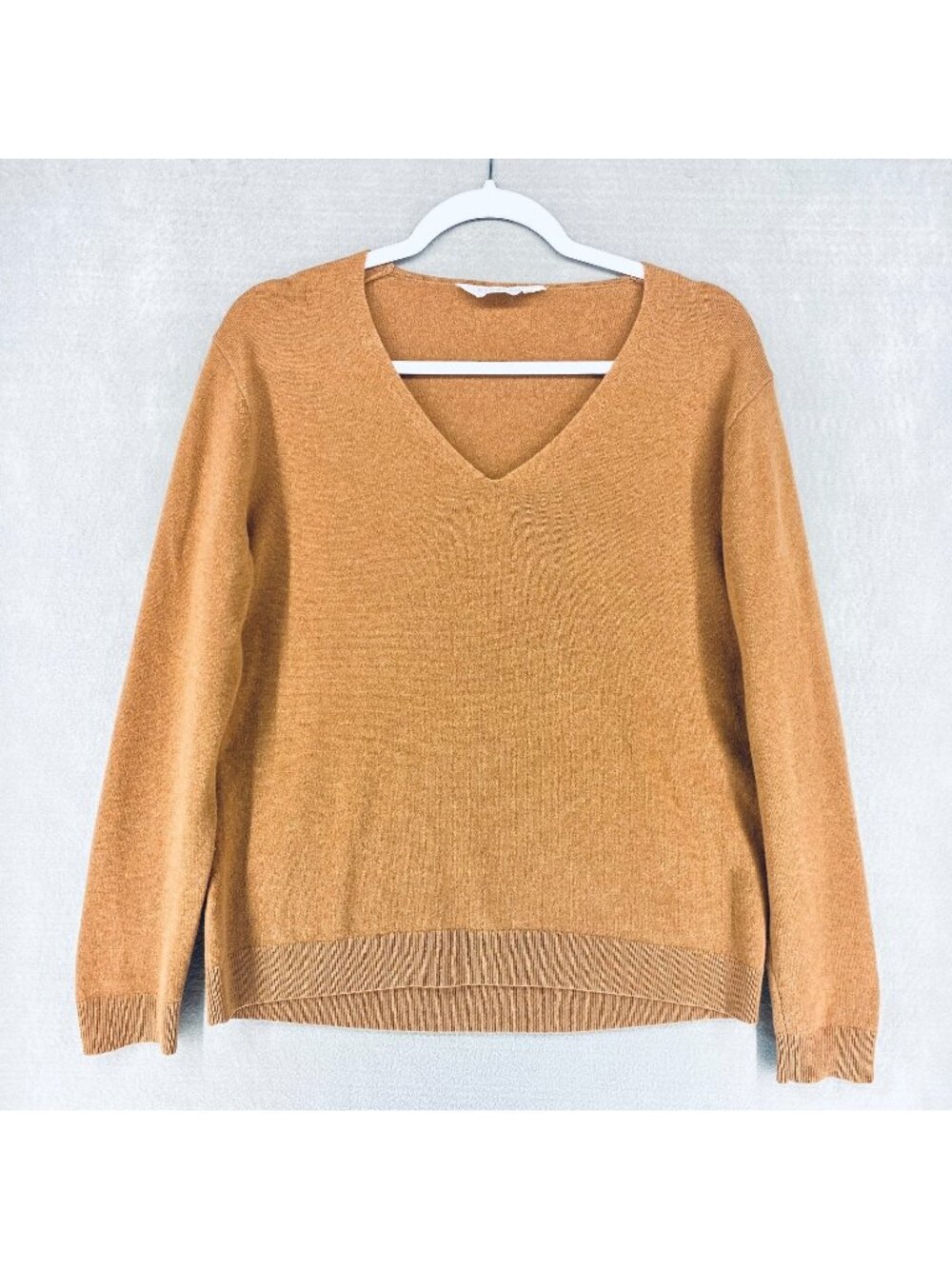 Everlane Cashmere Sweater Womens M Tan V Neck Pullover Minimalist